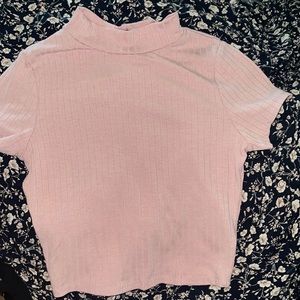 Pink turtleneck crop top